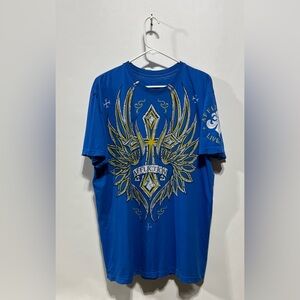 Affliction Royal‎ Blue Winged Graphic Tee Men's Size XXL